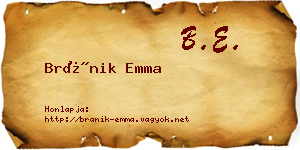 Bránik Emma névjegykártya